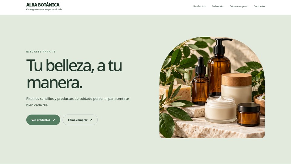 Captura real del diseño Cosmética · Alba Botánica