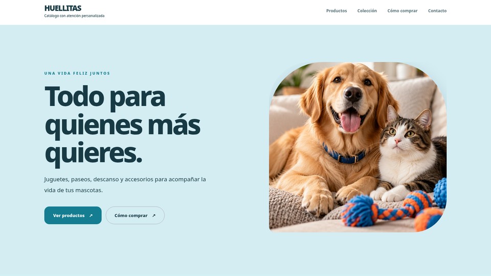 Captura real del diseño Mascotas · Huellitas