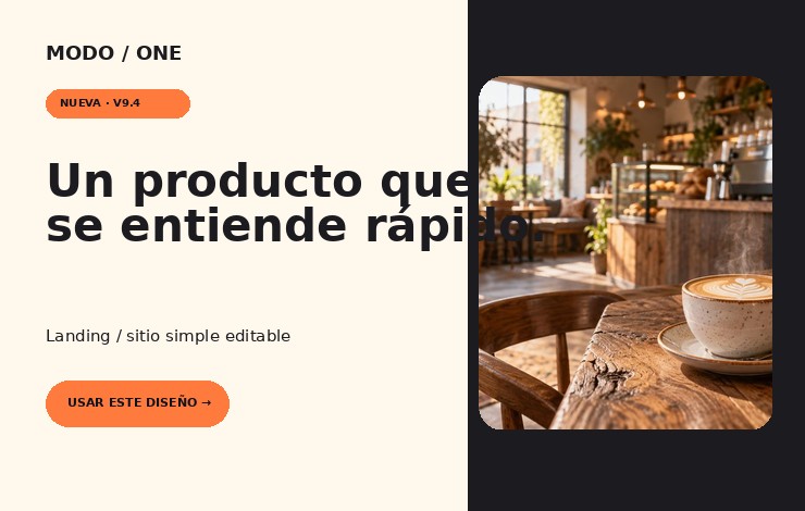 Captura real de la plantilla Landing Producto